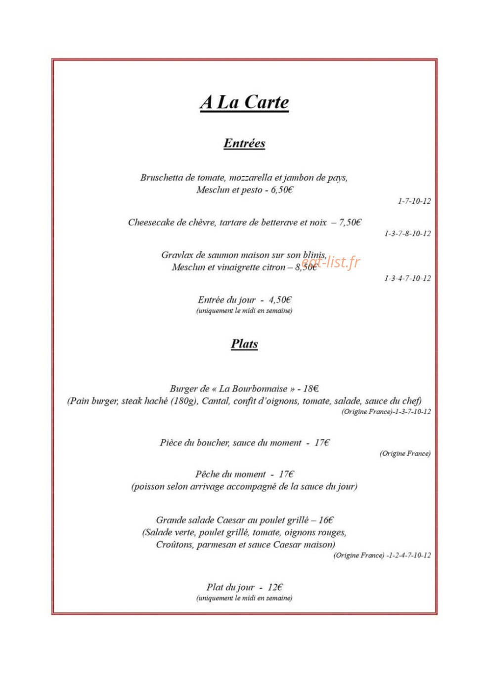 Chez Julien — carte page 1