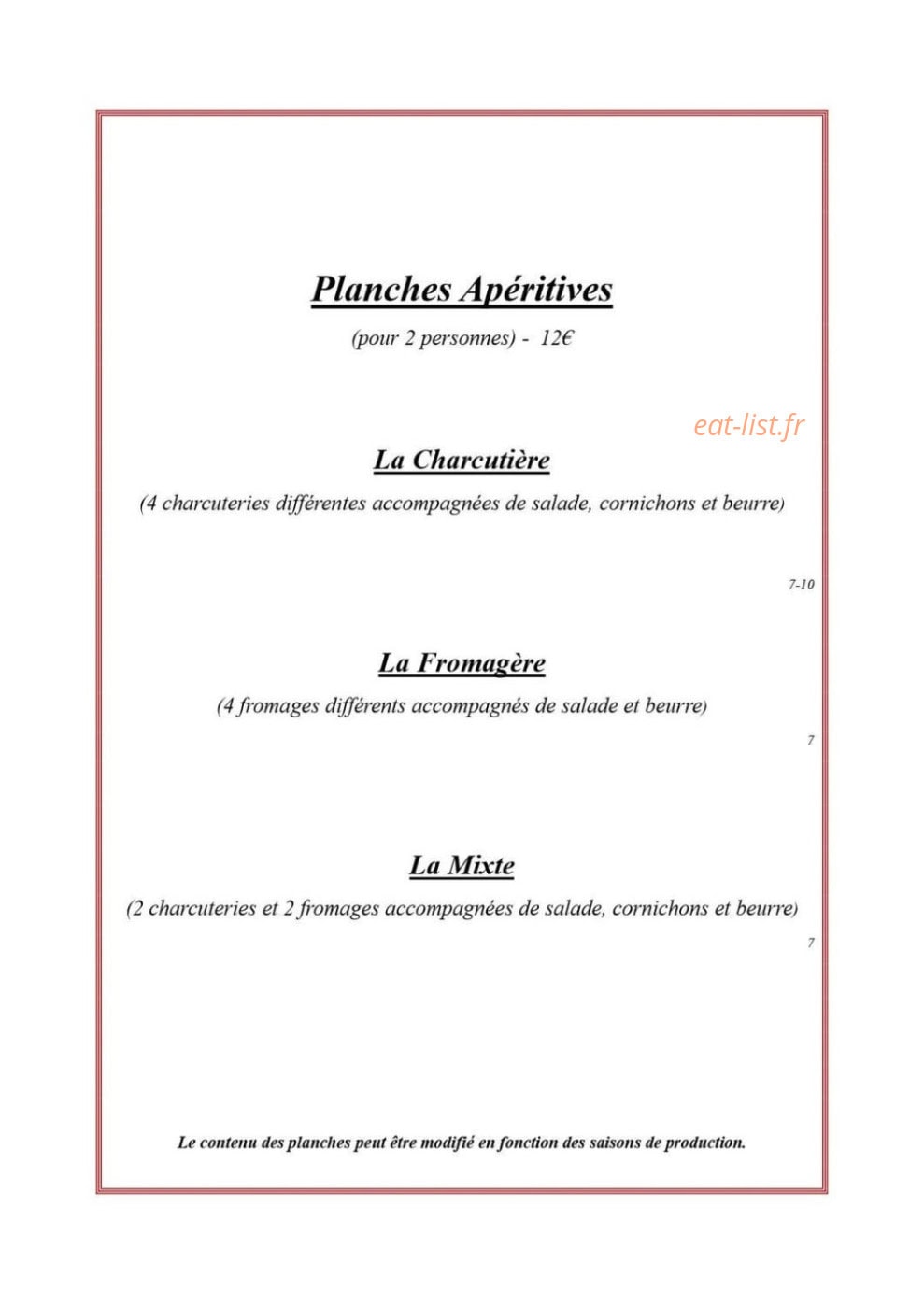 Chez Julien — carte page 3