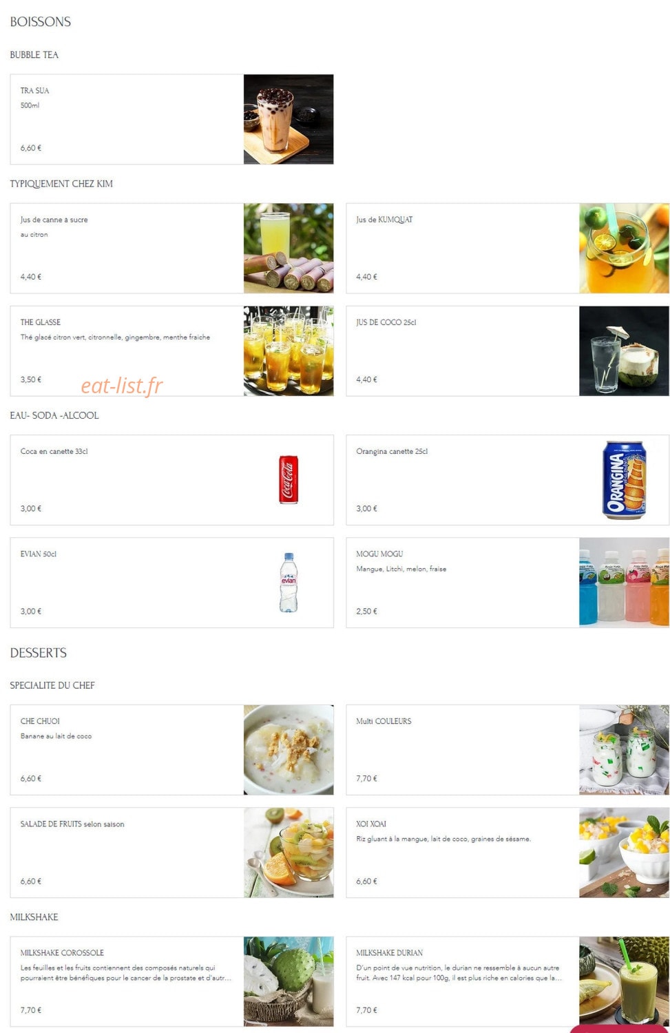 Chez Kim — carte page 3