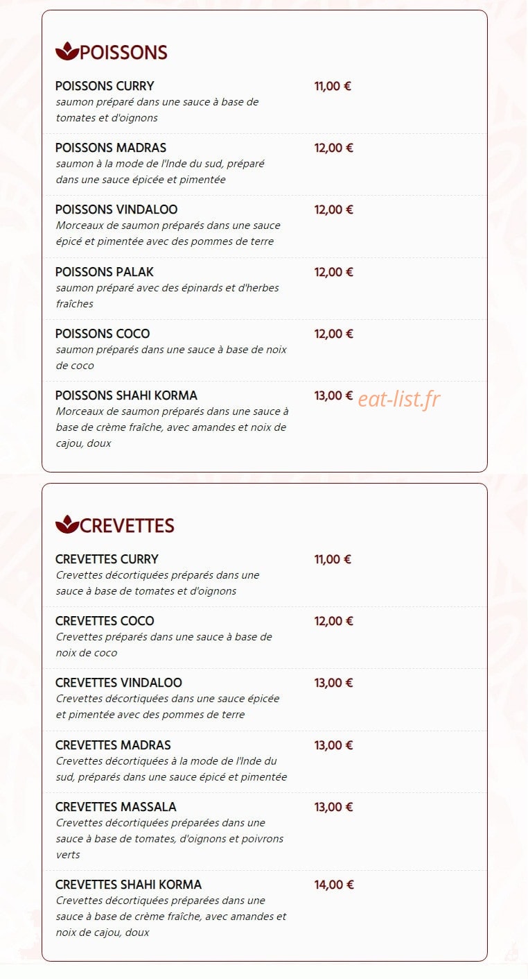 Le Punjab Grill — carte page 5