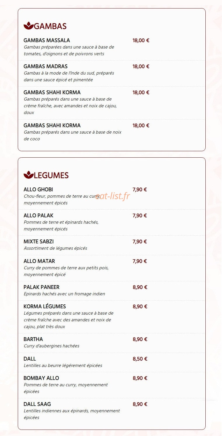 Le Punjab Grill — carte page 6