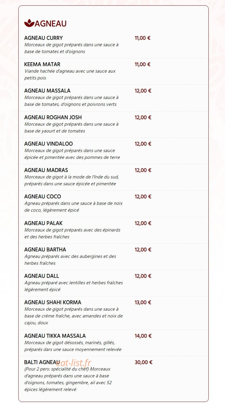 Le Punjab Grill — carte page 4