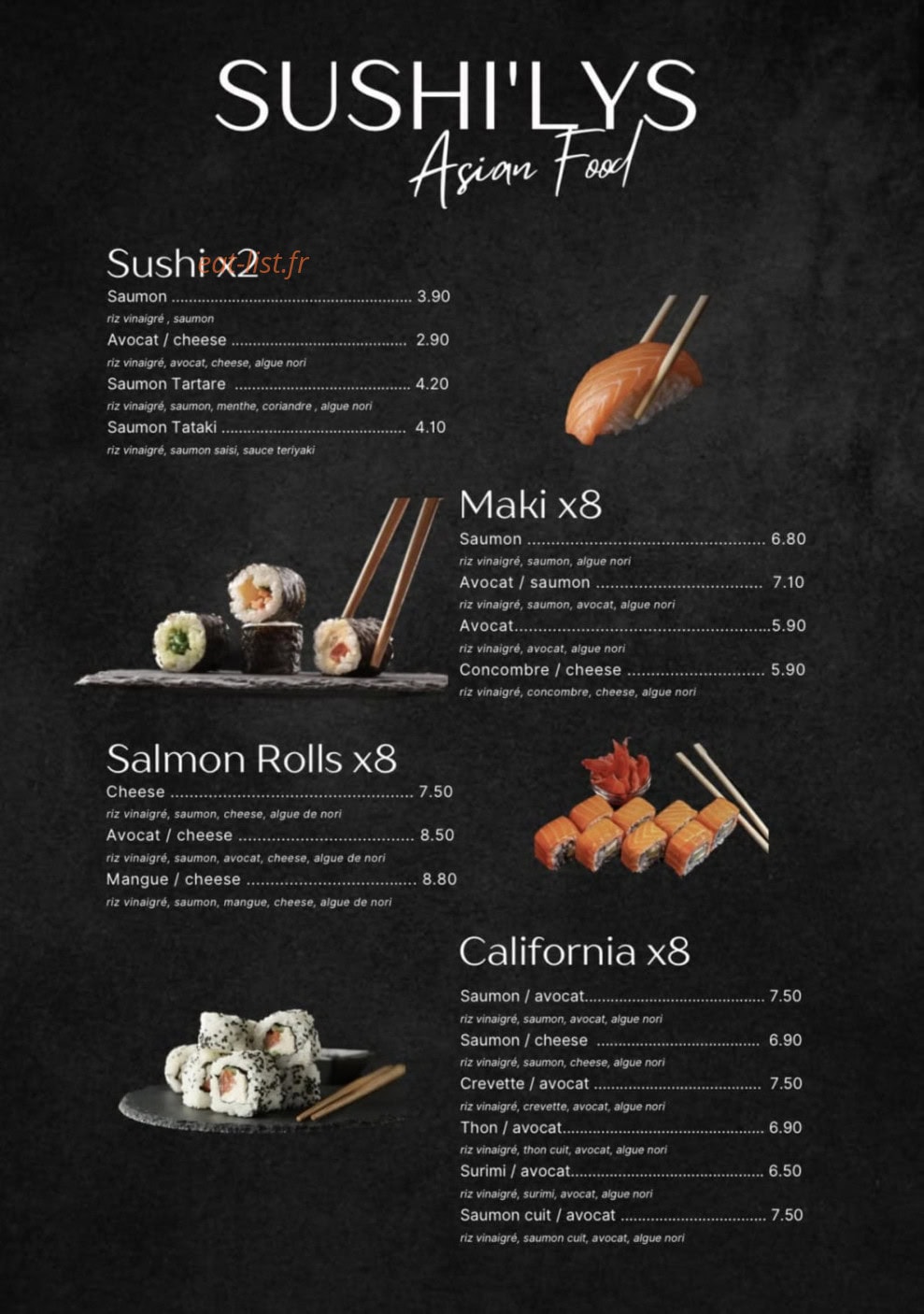 Sushi’Lys — carte page 1