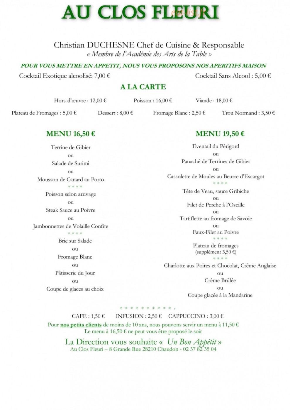 Au Clos Fleuri — carte page 2