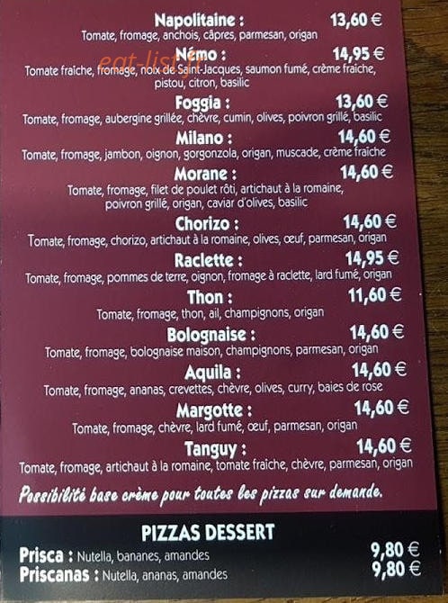 Juju Pizza — carte page 3
