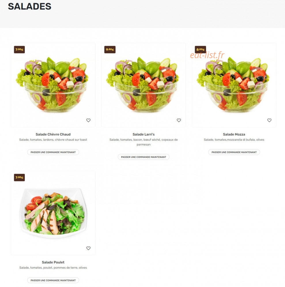 Larri's Food — carte page 7