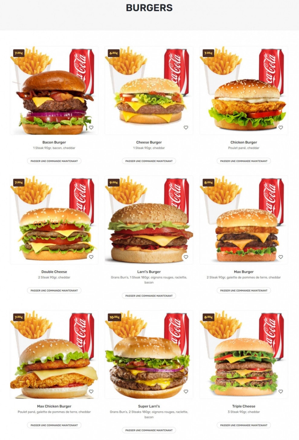 Larri's Food — carte page 9