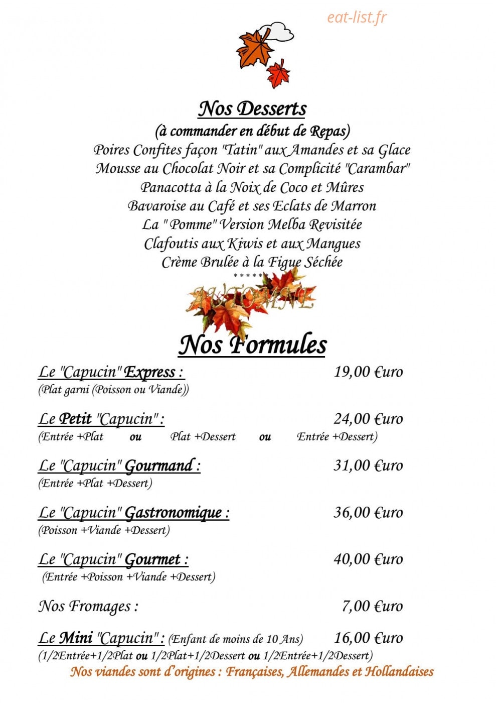 Le Capucin Gourmand — carte page 2