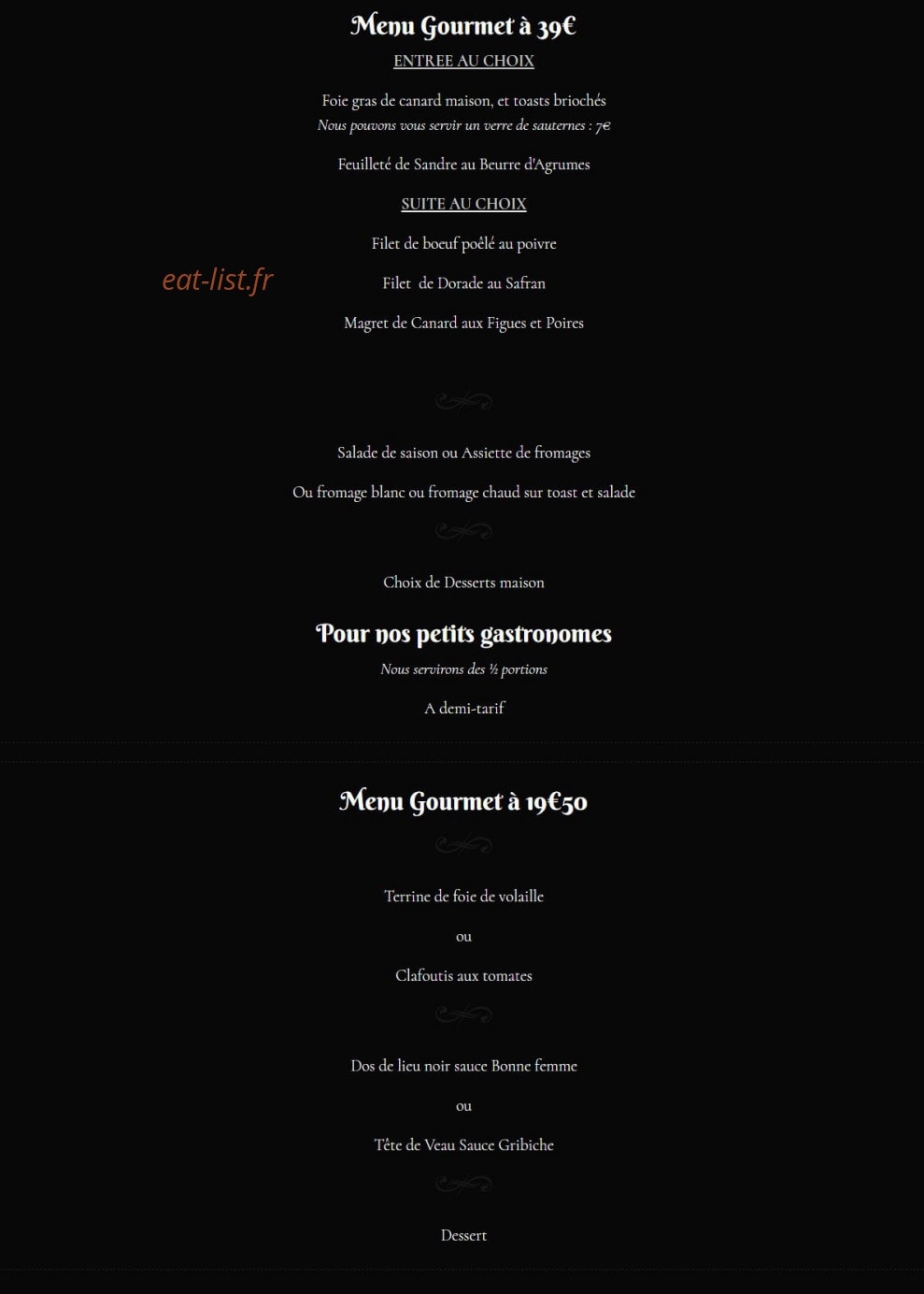 Carte et menu de Relais des Remparts à Nogent le Roi — Menu gourmet