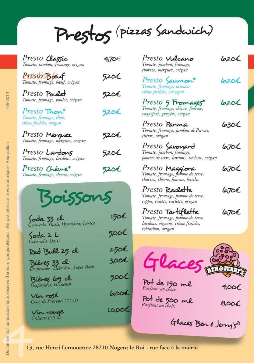 San Rémo Pizza — carte page 4