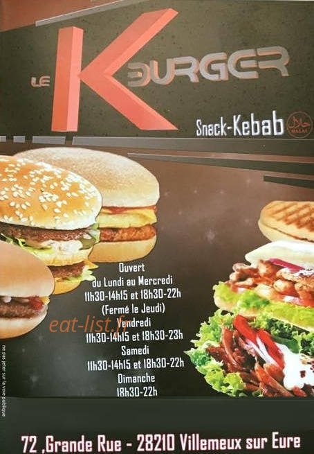 Le K burger — carte page 1