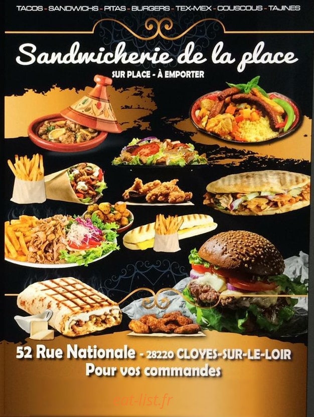 Carte et menu Sandwicherie de la place Cloyes-les-Trois-Rivières