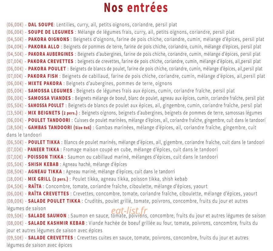 Namaste — carte page 1