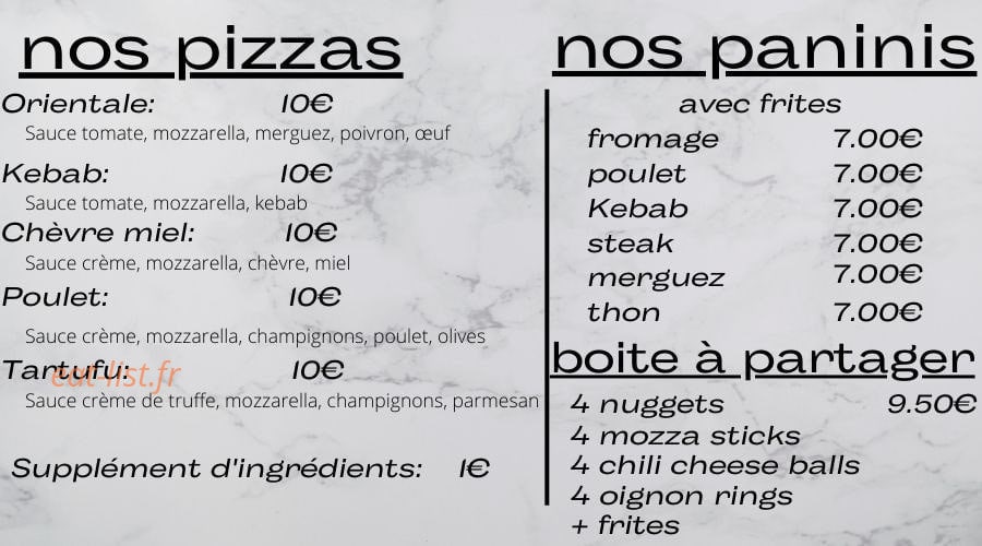 Palace Pizza — carte page 3