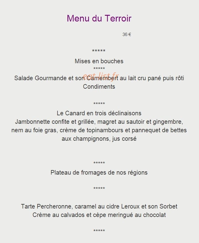 Auberge la Pomme de Pin à Senonches - menu et photos