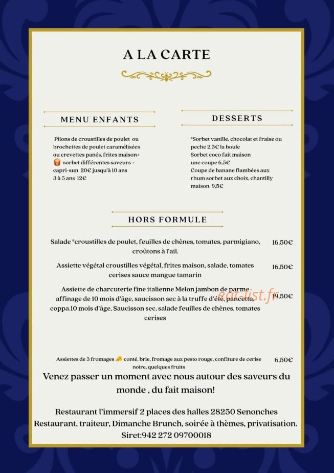 L’immersif Restaurant — carte page 2