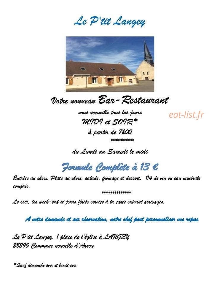 Le P'tit Langey — carte page 1