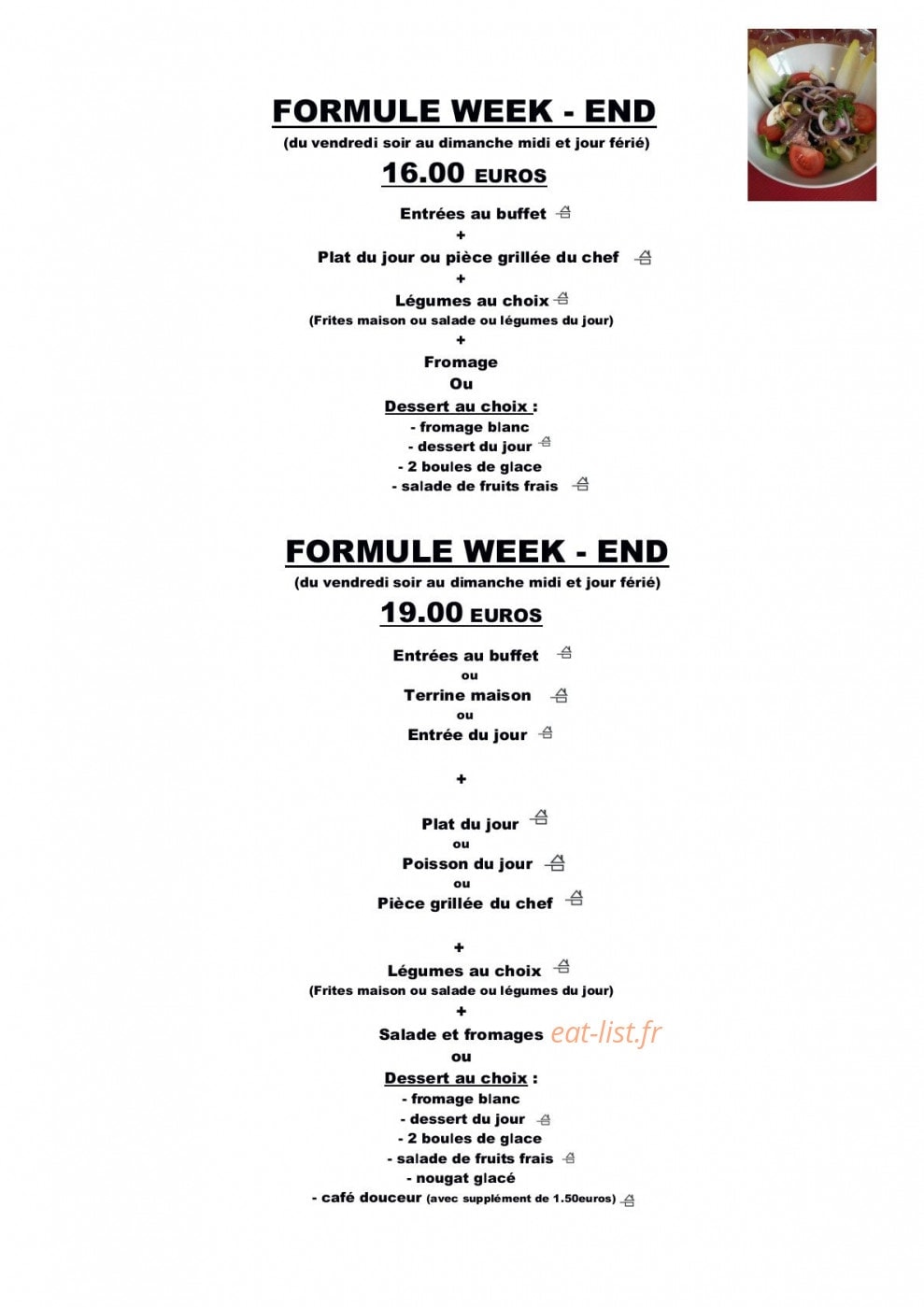 Restaurant Des Deux Places — carte page 2
