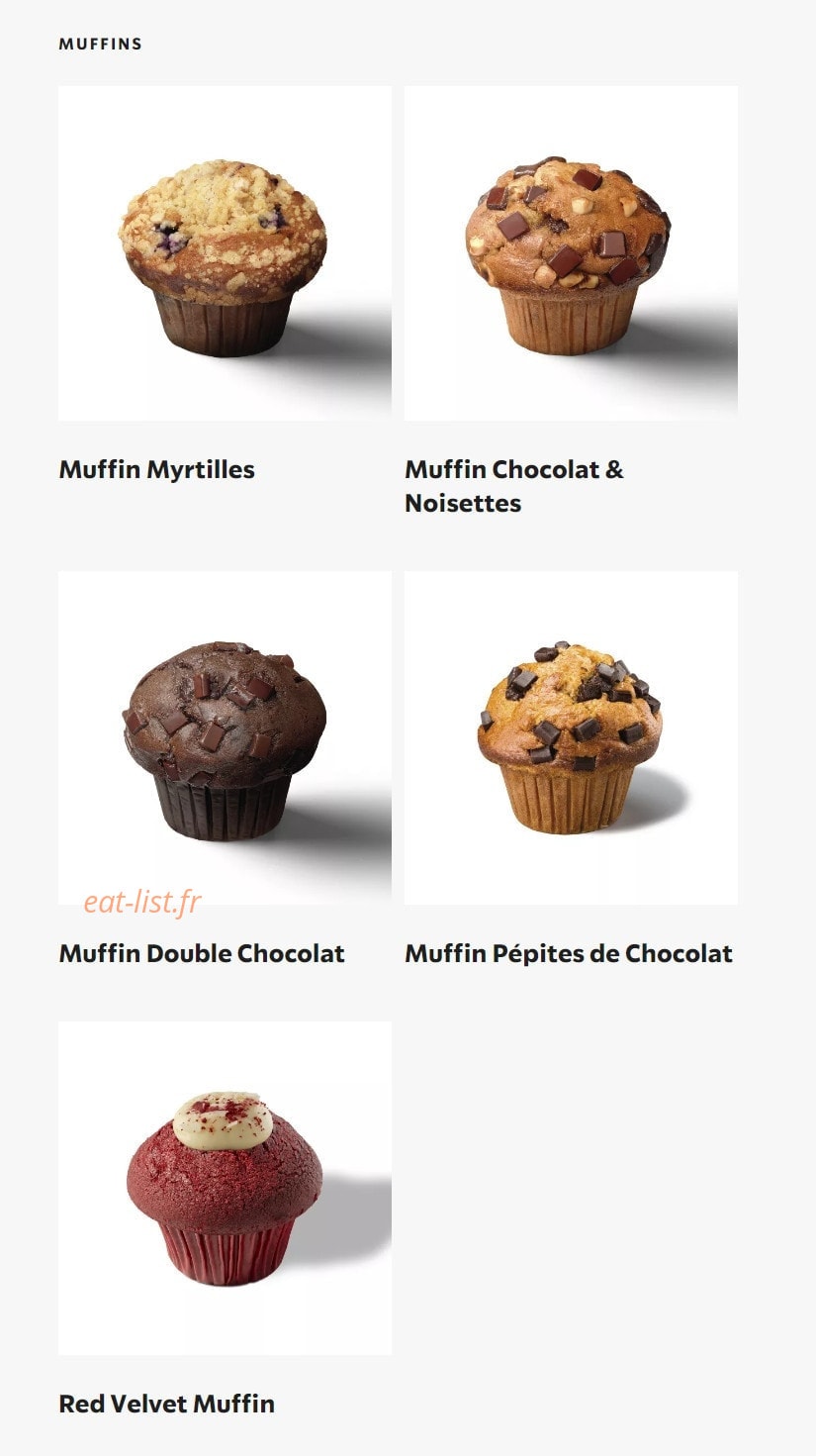 Carte et menu de Starbucks Coffee à Gasville Oiseme — Les muffins