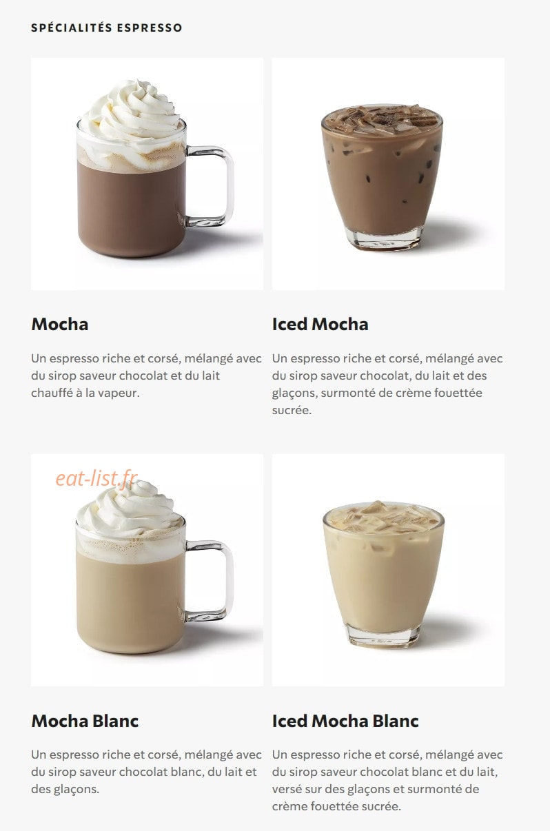 Carte et menu de Starbucks Coffee à Gasville Oiseme — Les spécialités espressos