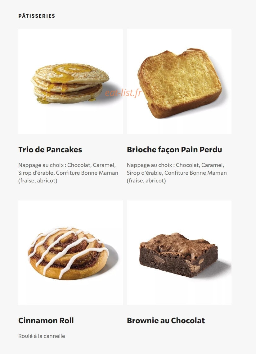 Carte et menu de Starbucks Coffee à Gasville Oiseme — Les patisseries