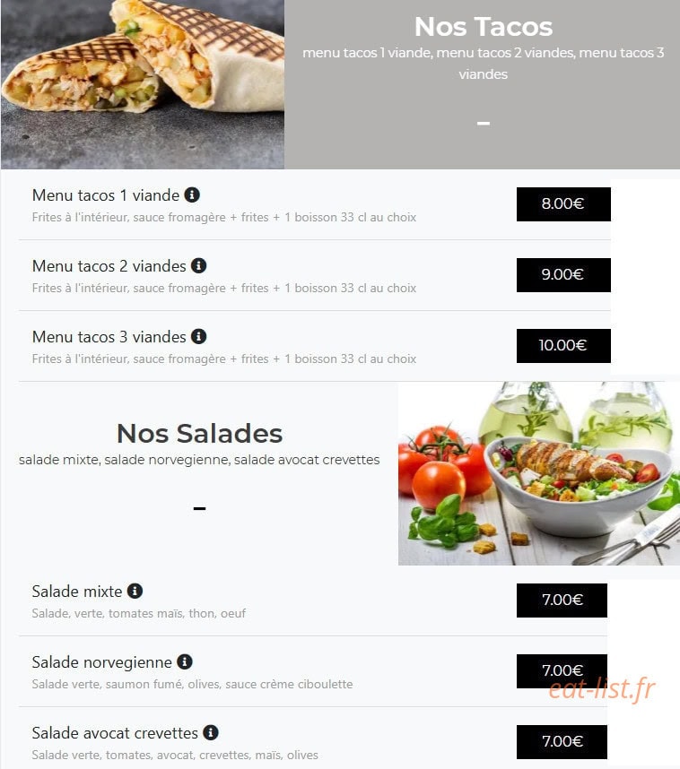 Crousty pizza — carte page 16