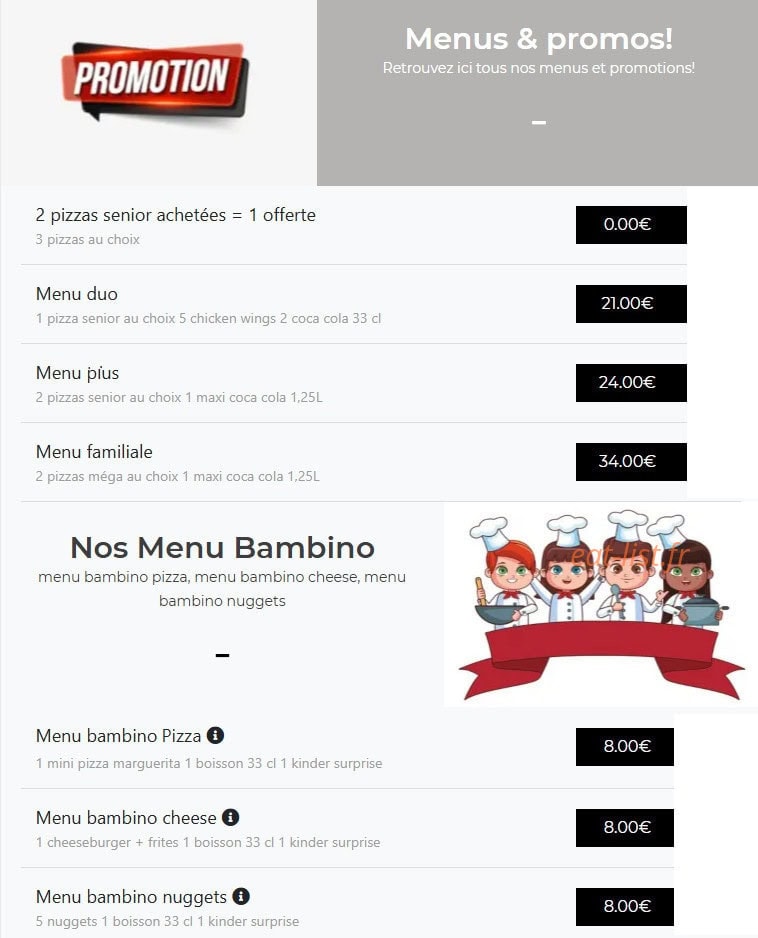Crousty pizza — carte page 1