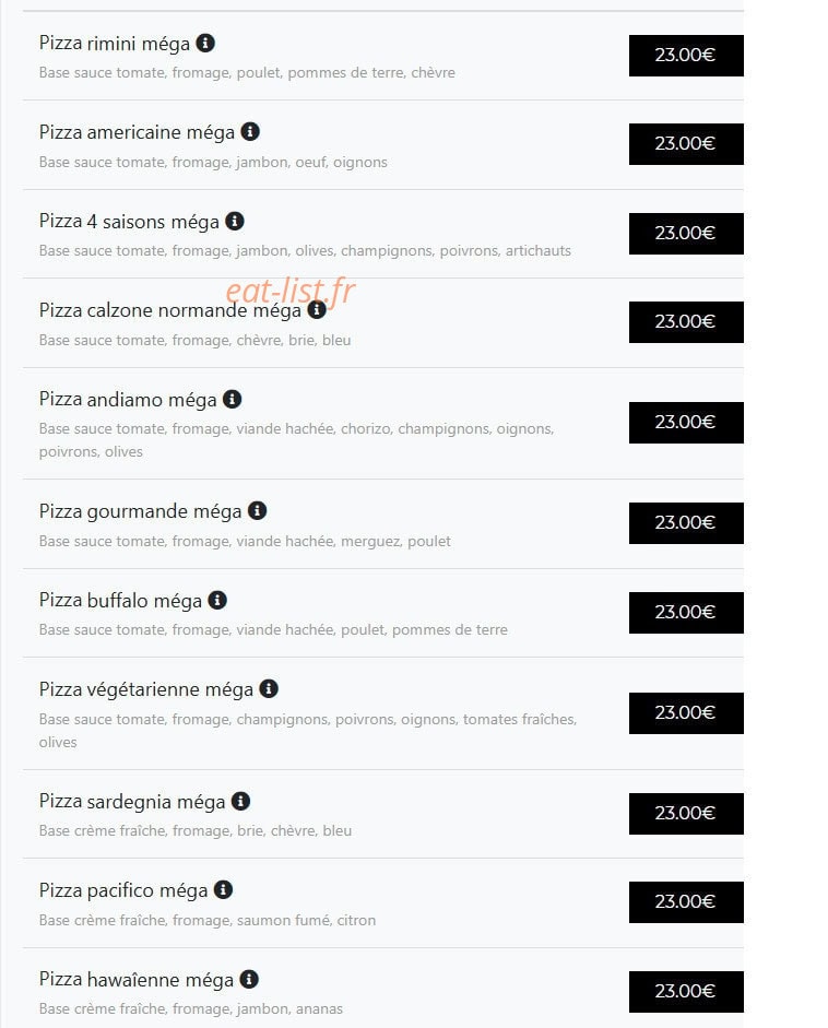 Crousty pizza — carte page 10