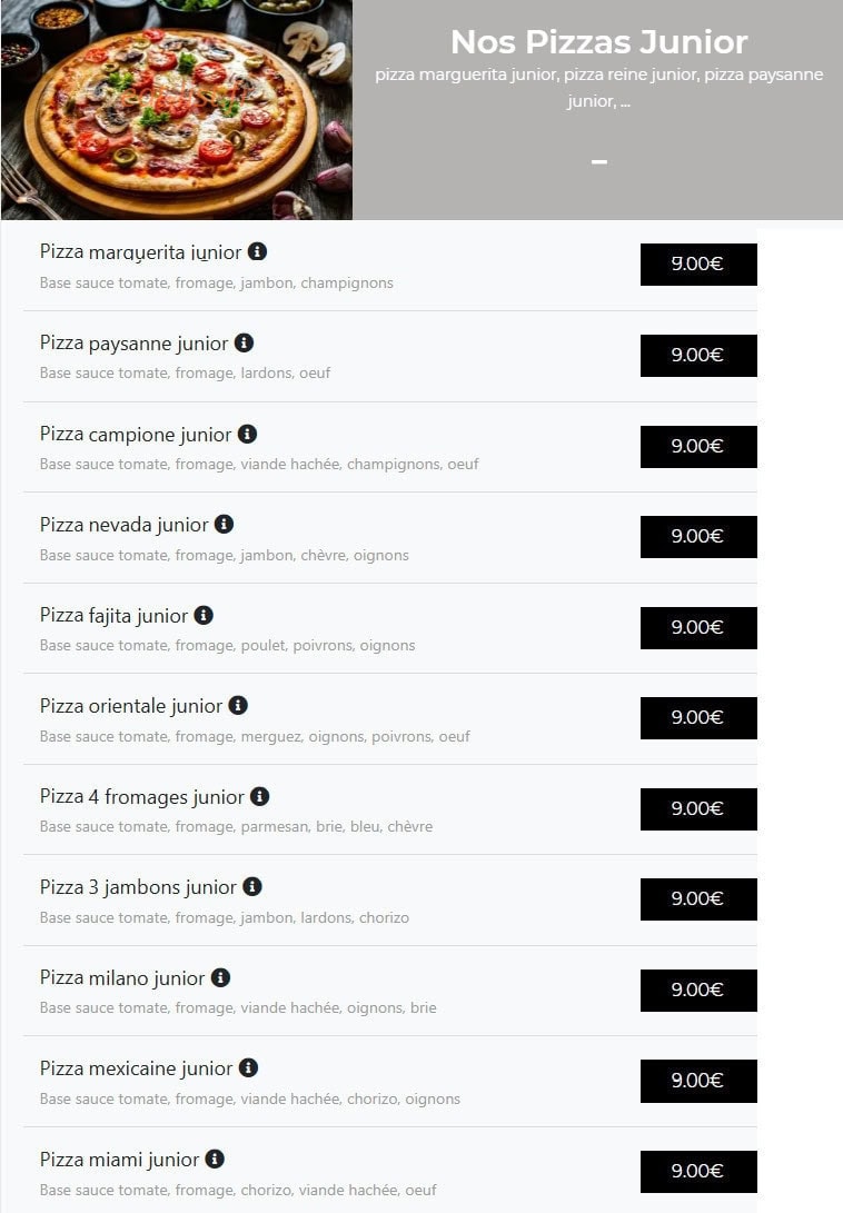 Crousty pizza — carte page 2
