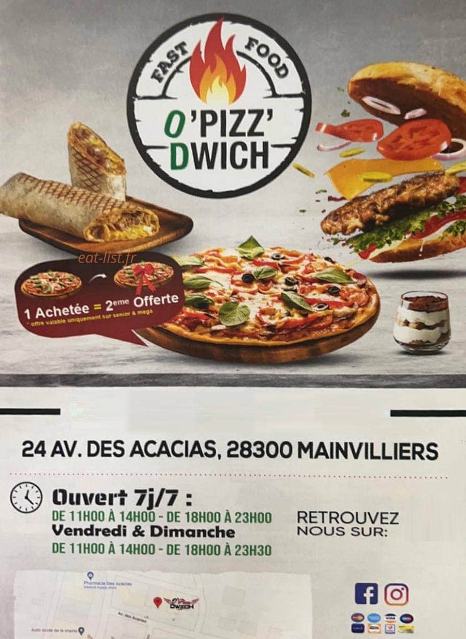 O' Pizz'Dwich — carte page 1