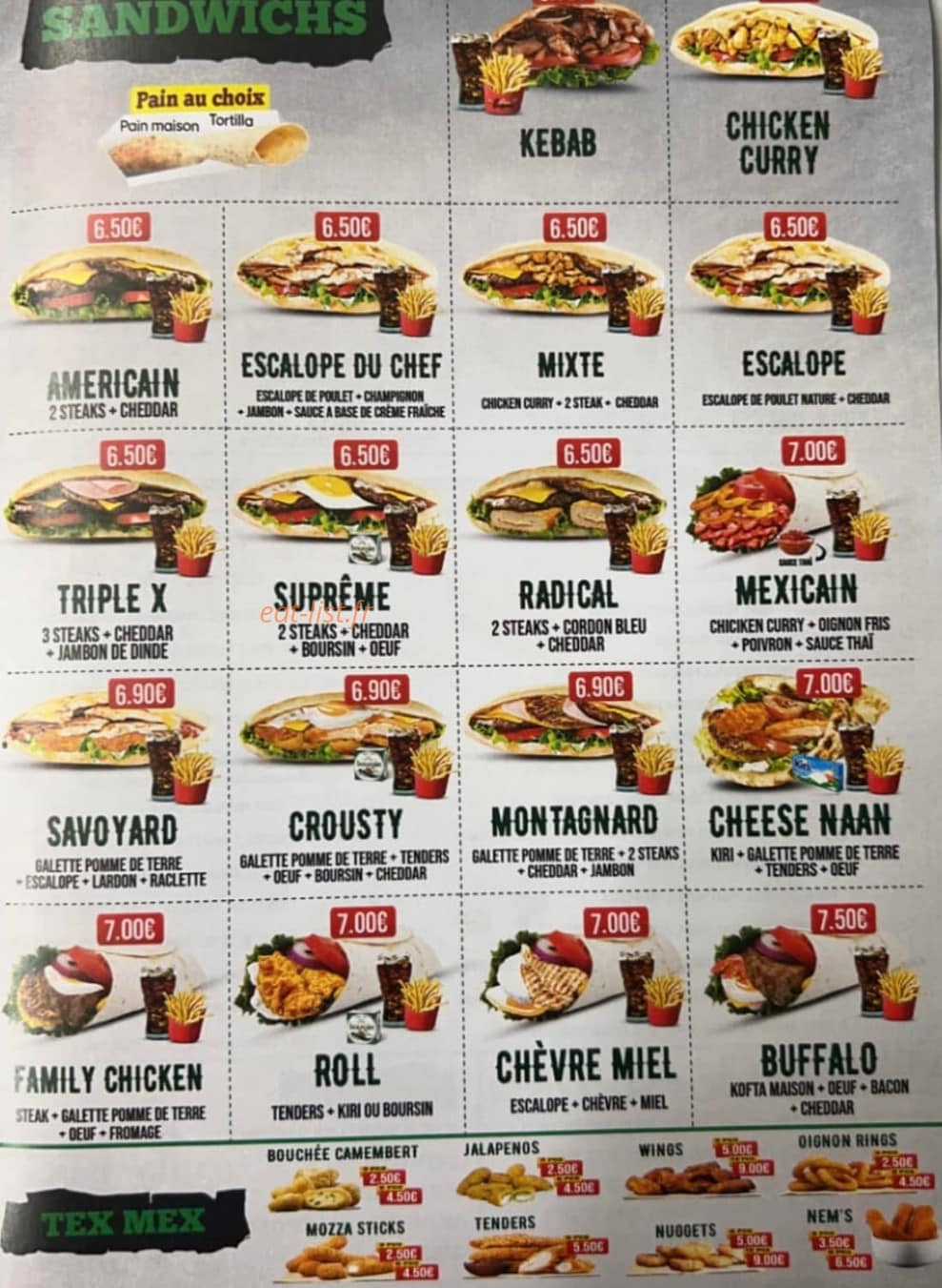 O' Pizz'Dwich — carte page 2