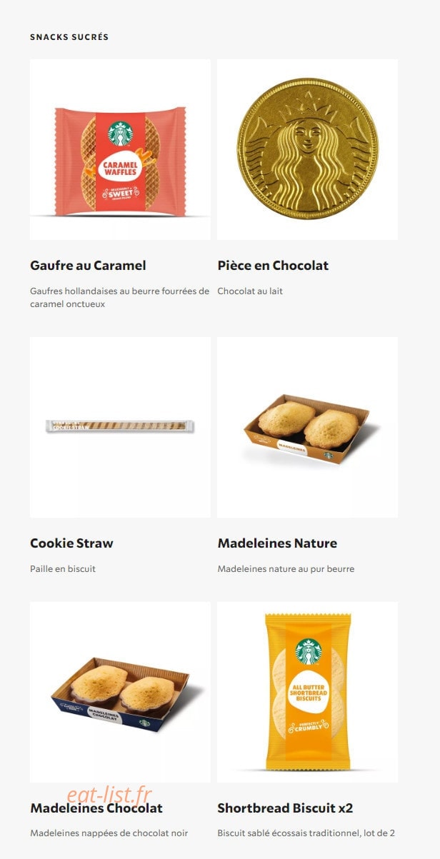 Starbucks Coffee — carte page 28