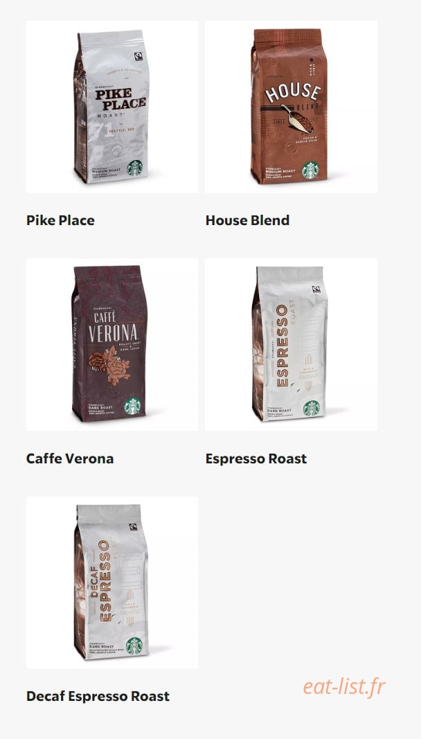 Starbucks Coffee — carte page 1