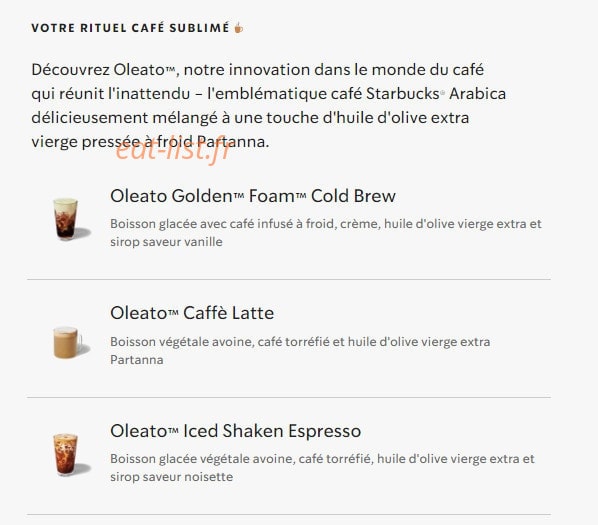 Starbucks Coffee — carte page 29