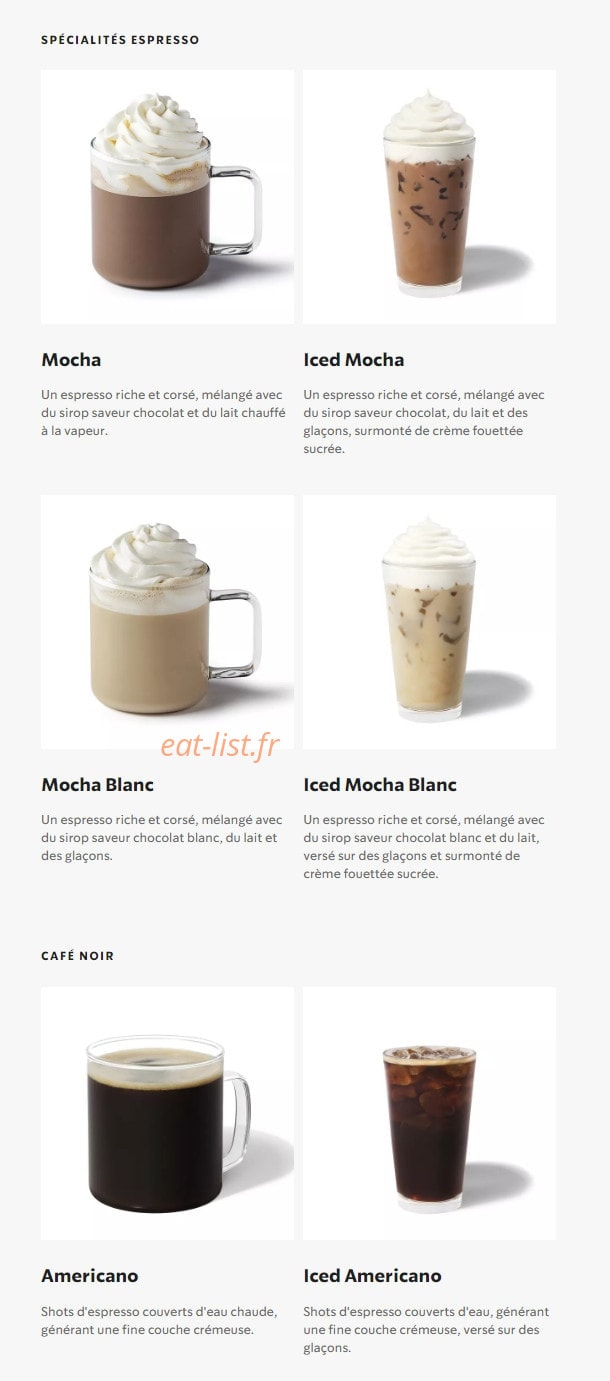 Starbucks Coffee — carte page 5