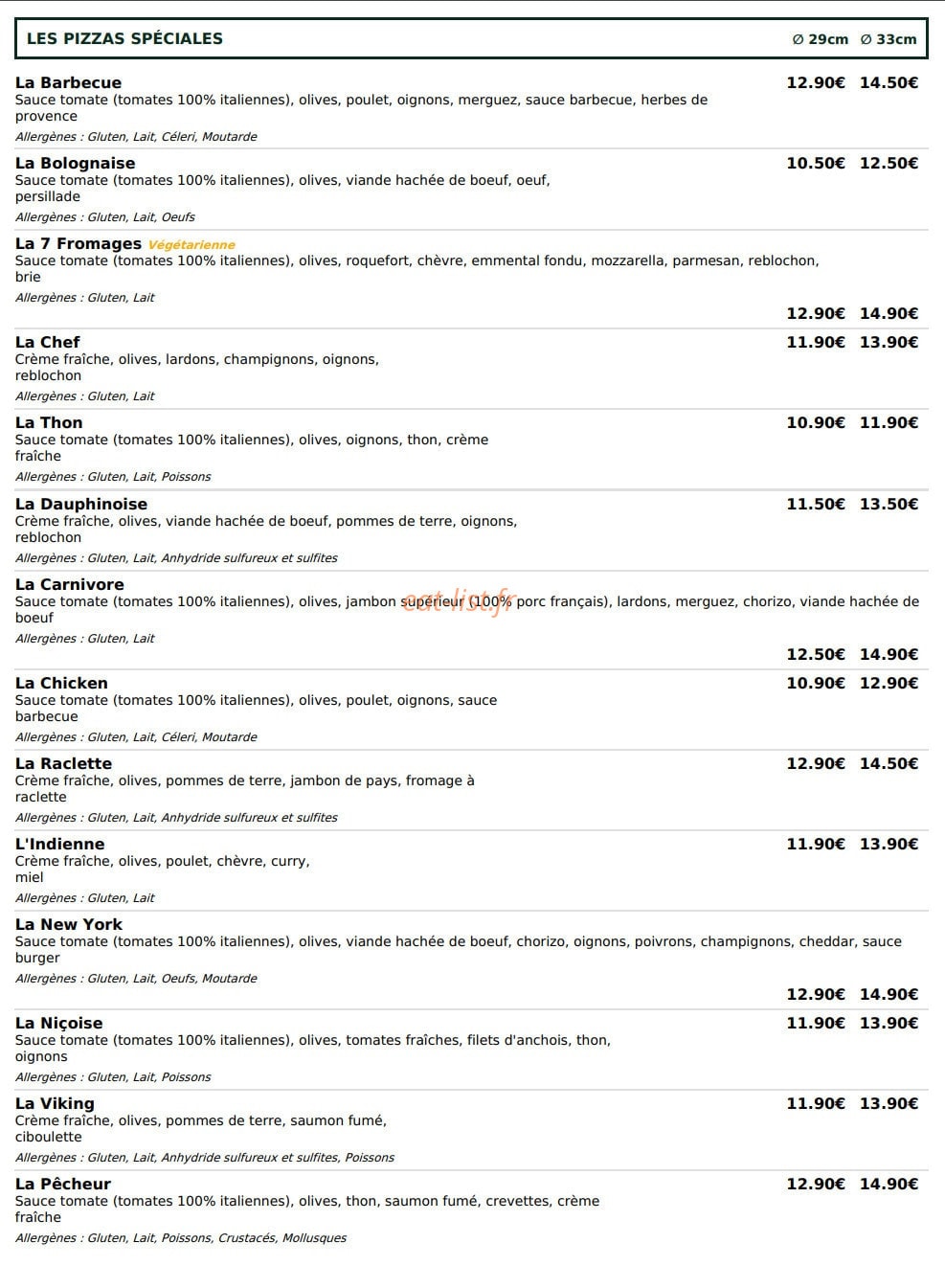 Le Kiosque à Pizzas — carte page 3