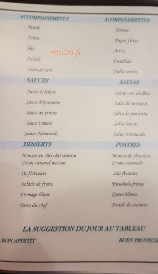 Restaurant Relais 20 — carte page 2