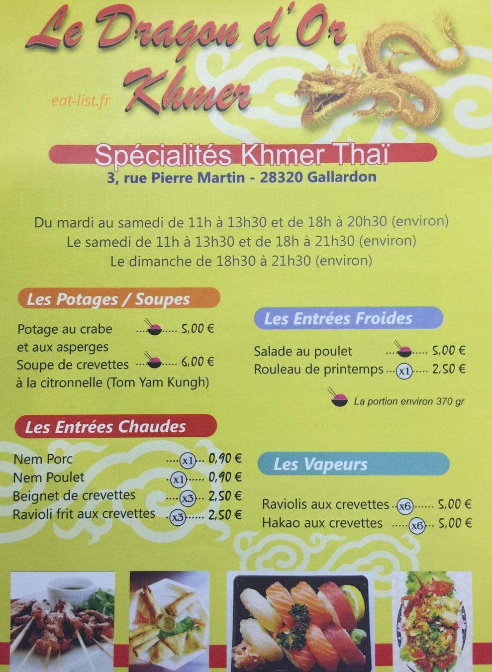Le Dragon d'Or Khmer — carte page 1