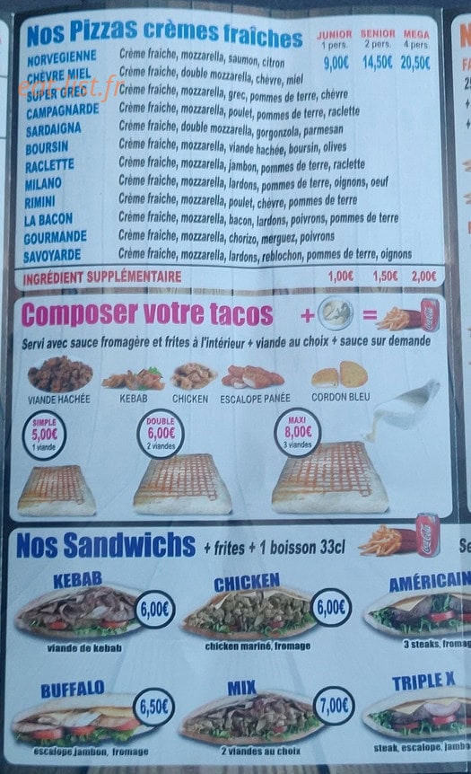 Allo Pizza — carte page 2