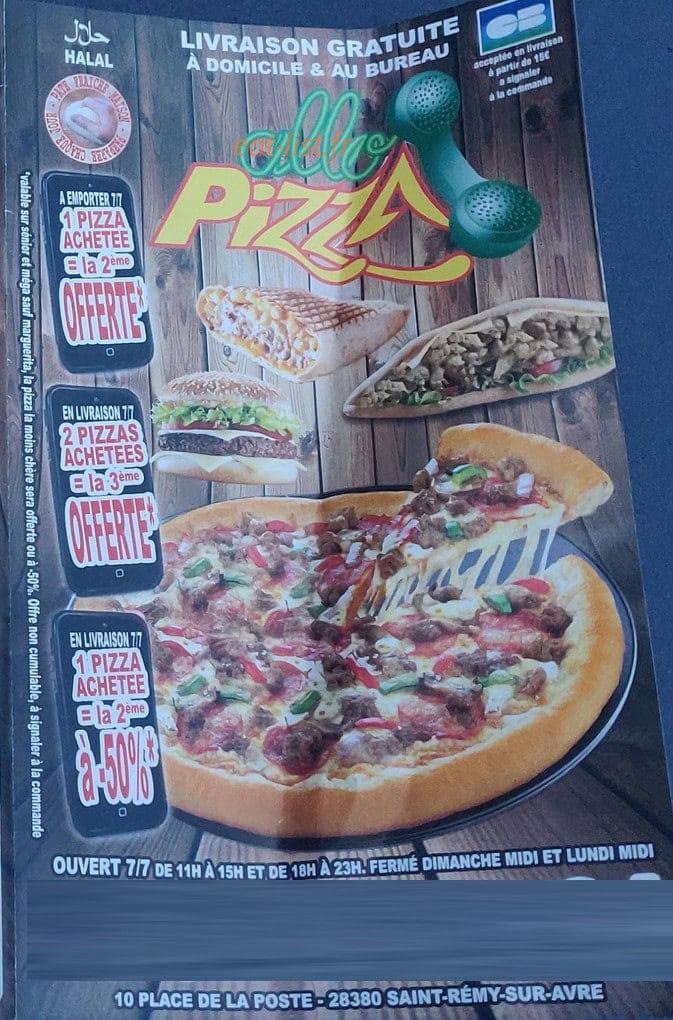 Allo Pizza — carte page 1