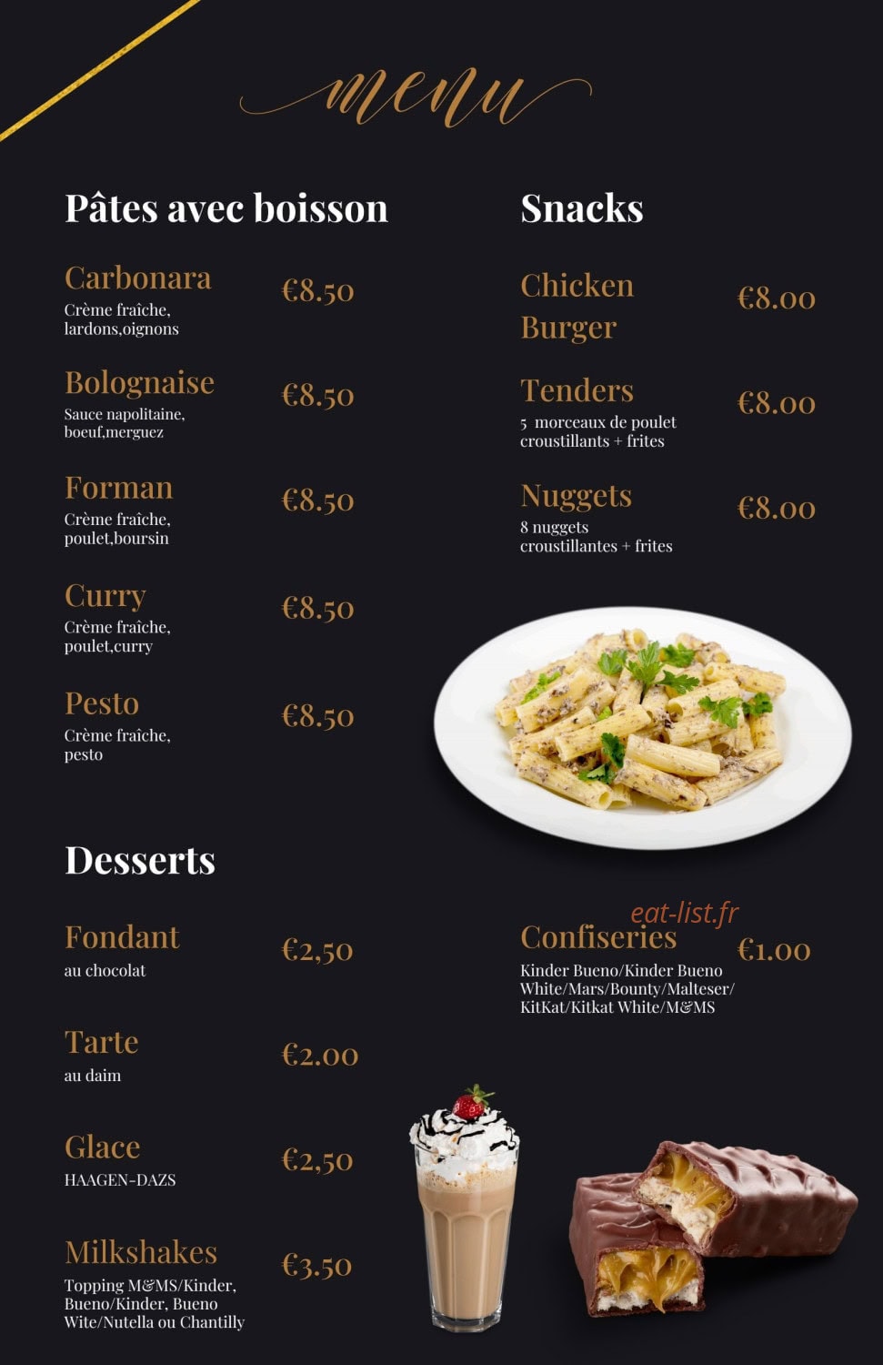 Banger Lounge — carte page 2