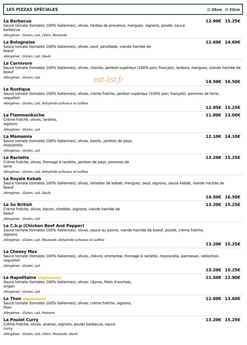 Le Kiosque à Pizzas — carte page 3