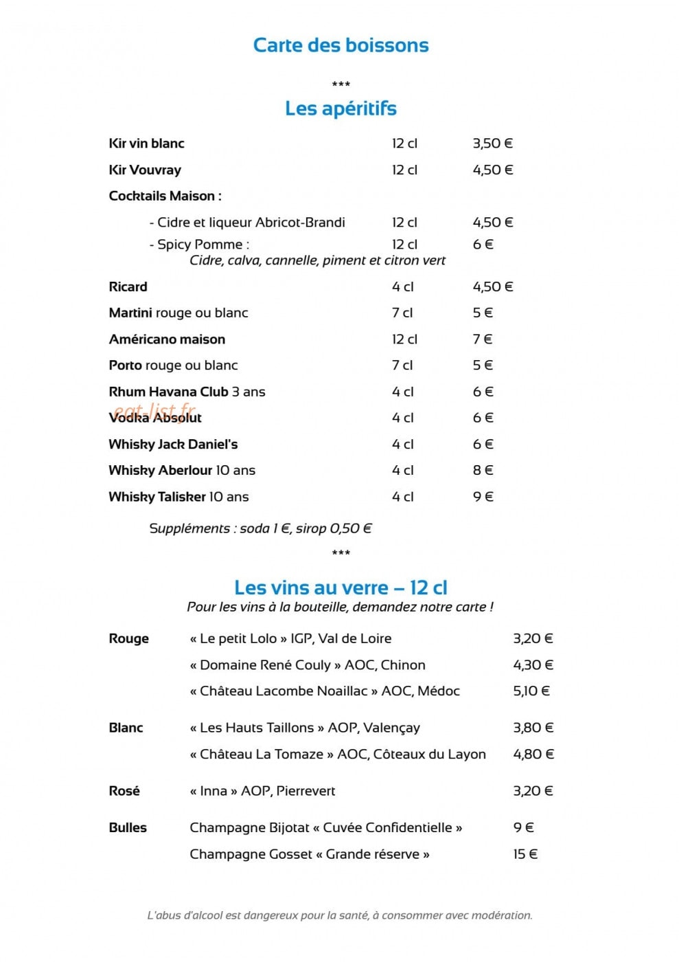 Auberge de l'Abbaye — carte page 6