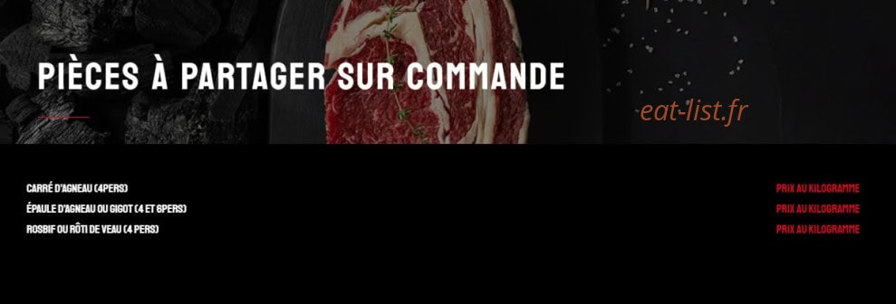 Carte et menu de Butcher Steak House à Vernouillet — Les pièces à partager