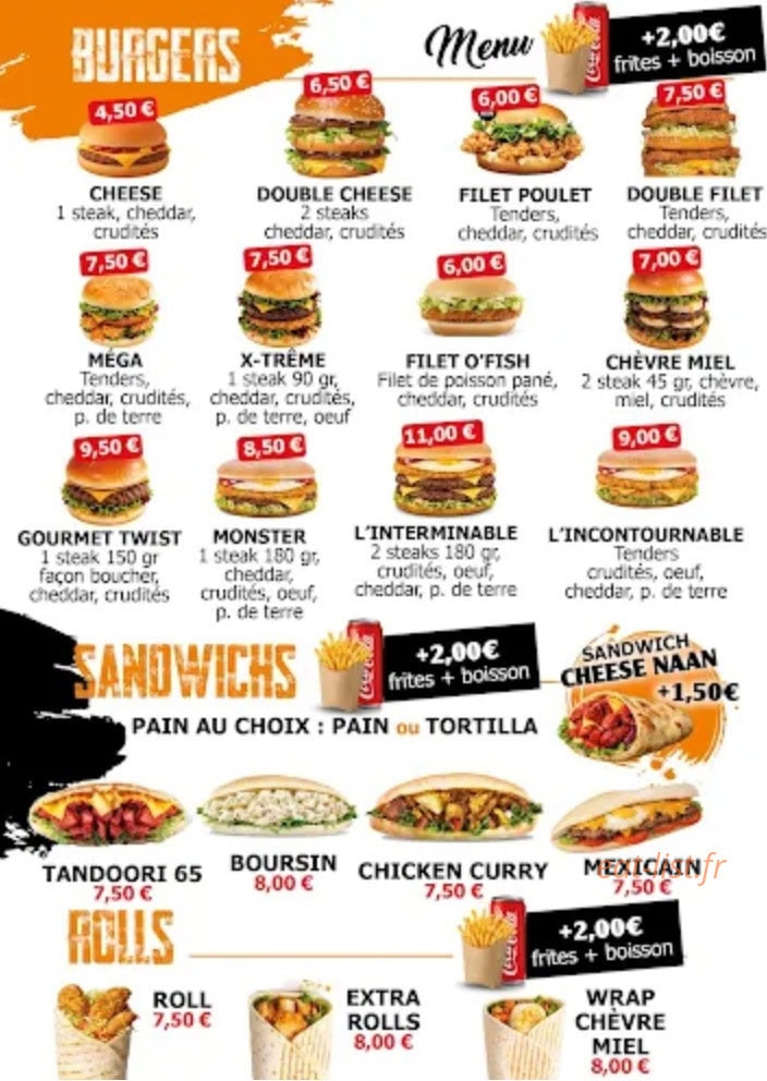 Carte et menu de Chicken Twist à Vernouillet — Burgers, sandwiches...