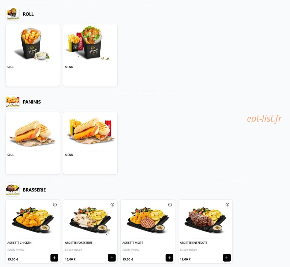 Carte et menu de El Baraka à Vernouillet — Roll, paninis, brasserie