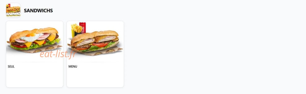 Carte et menu de El Baraka à Vernouillet — Sandwich