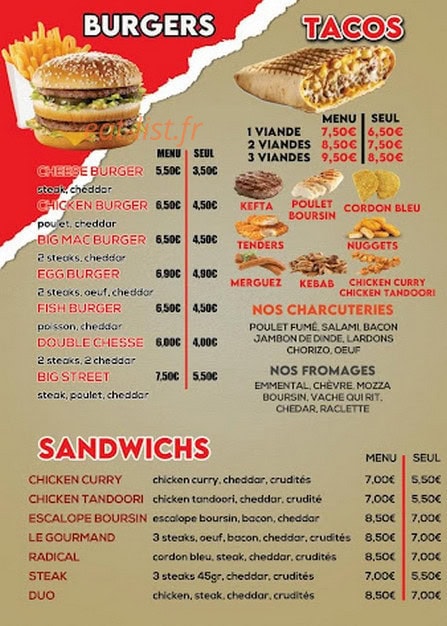 O'street food — carte page 3