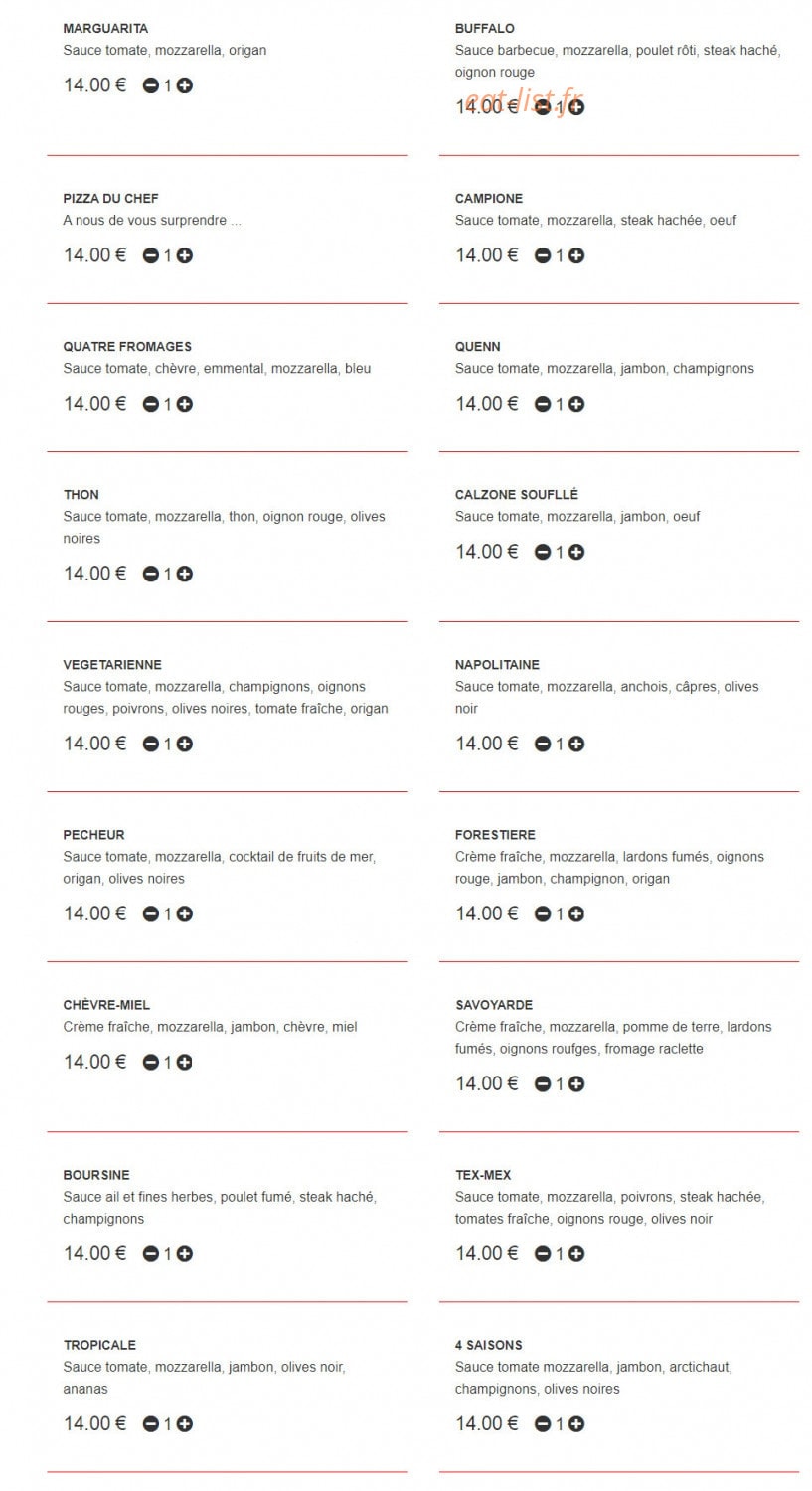 Pizza Delices — carte page 2