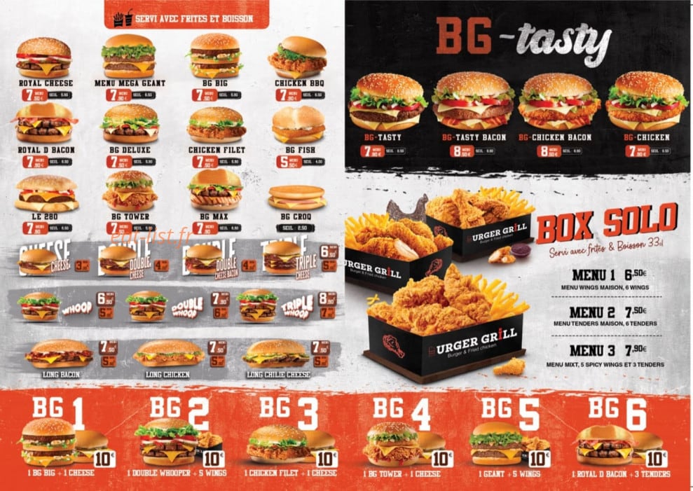 Burger Grill — carte page 1